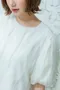 雲朵澎澎軟紗 葉子刺繡短洋裝 (2色:白)