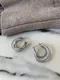 (銀色)三環質地造型耳環