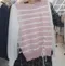 【預購】韓國連線 正韓 叉叉條紋袖接紗上衣