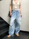 LINENNE－damage washing denim (light blue)：造型割破淺藍牛仔褲SM