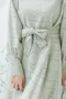 幾何圈圈 刺繡布蕾絲洋裝＿附腰帶（2色:綠）