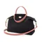 canvas top handle bag/black+pink