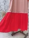 螢光裙襬 異素材拼接洋裝＿(2色:粉）