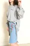 花束刺繡牛仔裙(淺藍) Embroidered Denim Skirt