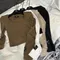 SP02603 袖口貼布刷絨保暖U型領上衣