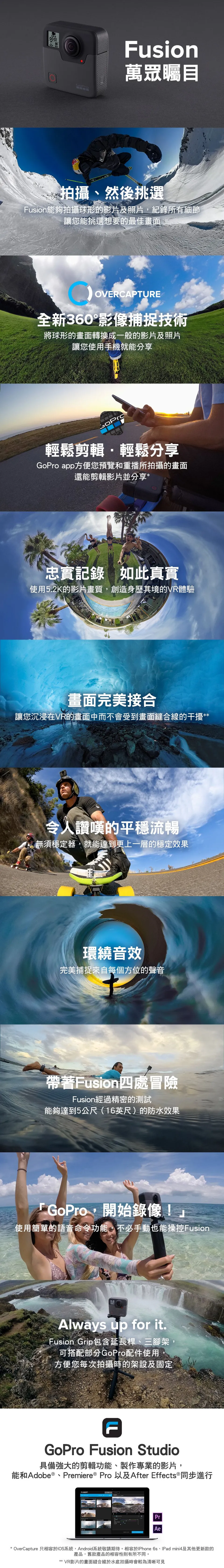 【GoPro】 FUSION 360°全景攝影機 公司貨 CHDHZ-103