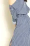 直紋斜肩釦造型洋裝(Blue) One Shoulder Stripe Shirt Dress