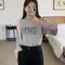 A little b －drang mesh t-shirt (4color)：網紗立領長袖上衣