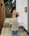 LINENNE－sweety knitting one piece (mix)：繞頸方領針織洋裝