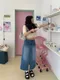 LINENNE－pocket denim skirt (medium blue)：刷色口袋牛仔長裙