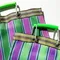 RECYCLED PLASTIC STRIPE BAG / Rectangle D15 / Green x Purple