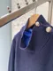 襯衫X針織金釦 異材質拼接上衣_(2色:藍/黑)