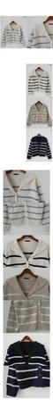 어리틀빗A little b－sailor stripe cardigan (4colors)：水手領條紋針織外套