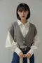 袖抽皺寬領片襯衫