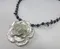 銀箔玫瑰藍點石項鍊 925 Silver Foil Rose Necklace