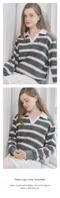 ourhope－Stripe Logo Collar Sweatshirt