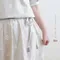 日系花卉剪影灰拼色米白裙
