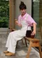 LINENNE－seersucker over half shirt (pale pink)：粉色泡泡紗短袖襯衫