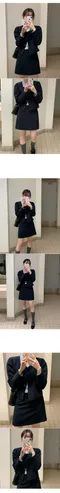 98doci made－平織A字西裝短裙：3 color（S-L）