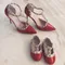 XZ00176 優雅配色卯釘鏤空母女鞋 紅色下標區