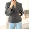 【預購】正韓 復古格紋短版西裝外套