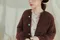 ｛小貓 Pick｝彩色寶石釦子 柔軟馬海毛上衣／外套