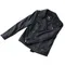 Men'sLingge 黑 經典菱格縫線拼接造型真皮外套