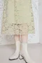 花朵提花蕾絲Ｘ柔軟針織裙＿（2面可穿:蕾絲）(3色:綠)