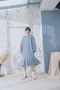 立體魚尾裙襬 衛衣洋裝_ (3色：藍/黑/粉)