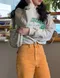 LINENNE－orange dyeing pants (orange)：洗舊橙色牛仔褲