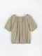 SALE／LINENNE－ribbon shirring banding blouse (2color)：絲帶抽褶短袖襯衫