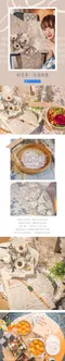 華麗玫瑰水溶鏤空蕾絲桌巾 Cassiel-米香檳(精緻版11件/豪華版12件組)