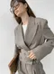 L05高級灰條紋寬鬆英倫風西裝套裝