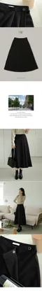 98doci made－OAT/Point Half Pleats Skirt 黑色長裙