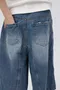 【26SS】韓國 排扣不對稱牛仔寬短褲(2色)