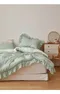 韓製寢具MAATILA－冬款雙面Hotel france荷葉皺褶棉被組：綠色花園