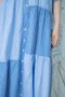 藍色條紋拼接 荷葉袖襯衫洋裝_(S~L)