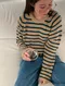 LINENNE －hachi stripe knit (3color) 條紋粗針織衫
