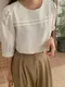 【預購】正韓 玫瑰雕花蕾絲袖口 打折上衣