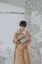 拼接針織翻領 手工毛料大衣