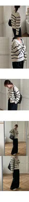 어리틀빗A little b－sailor stripe cardigan (4colors)：水手領條紋針織外套