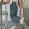 LINENNE －pleats banding skirt：直條紋理鬆緊長裙