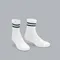 抗菌條紋運動中筒襪〈白〉