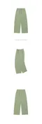【23FW】Wooalong 刺繡小標造型寬褲(綠)