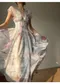 L47高端精緻印花～玉芙花影仙女款連身裙