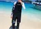 Heroine Long Sleeve Swimsuit w/Chest Binder Inside + Free Trunks & Cap (White Sleeve)