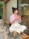LINENNE－seersucker over half shirt (pale pink)：粉色泡泡紗短袖襯衫