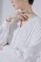 古典刺繡蕾絲 法式排扣腰封洋裝＿（2色：白）（Ｓ～Ｌ）