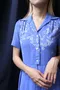日本製楓葉樹水玉點點短袖藍洋裝
