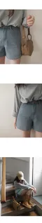 Slowand made－霧藍色牛仔短褲：4 size